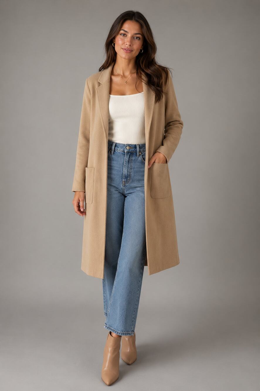 J.Crew Women's Tan Long Open Cardigan Sweater Small Merino Wool Blend Duster